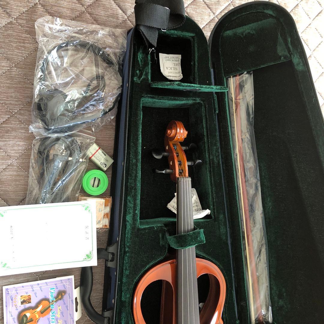 エレクトリックバイオリン オレンジ色 新品弦付き
