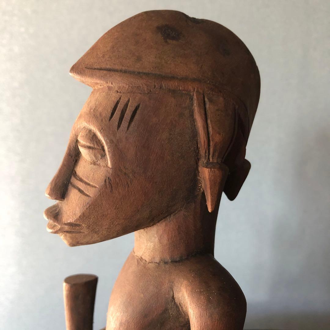 アフリカコートジボワール　バウレ族アンティーク木彫　彫像　アフリカ工芸品