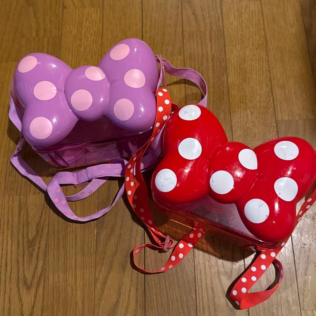 ディズニー ミニー デイジー リボン ポップコーンバケット 赤 紫 セット