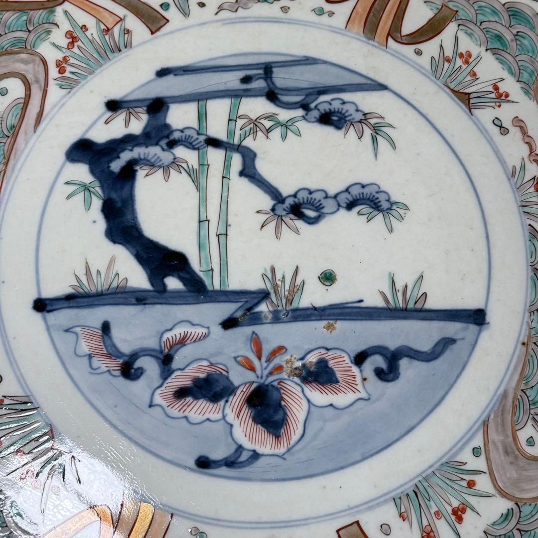 古伊万里　色絵鯉文様大皿　一尺五寸　45cm以上　圧倒的存在感！　送料込み