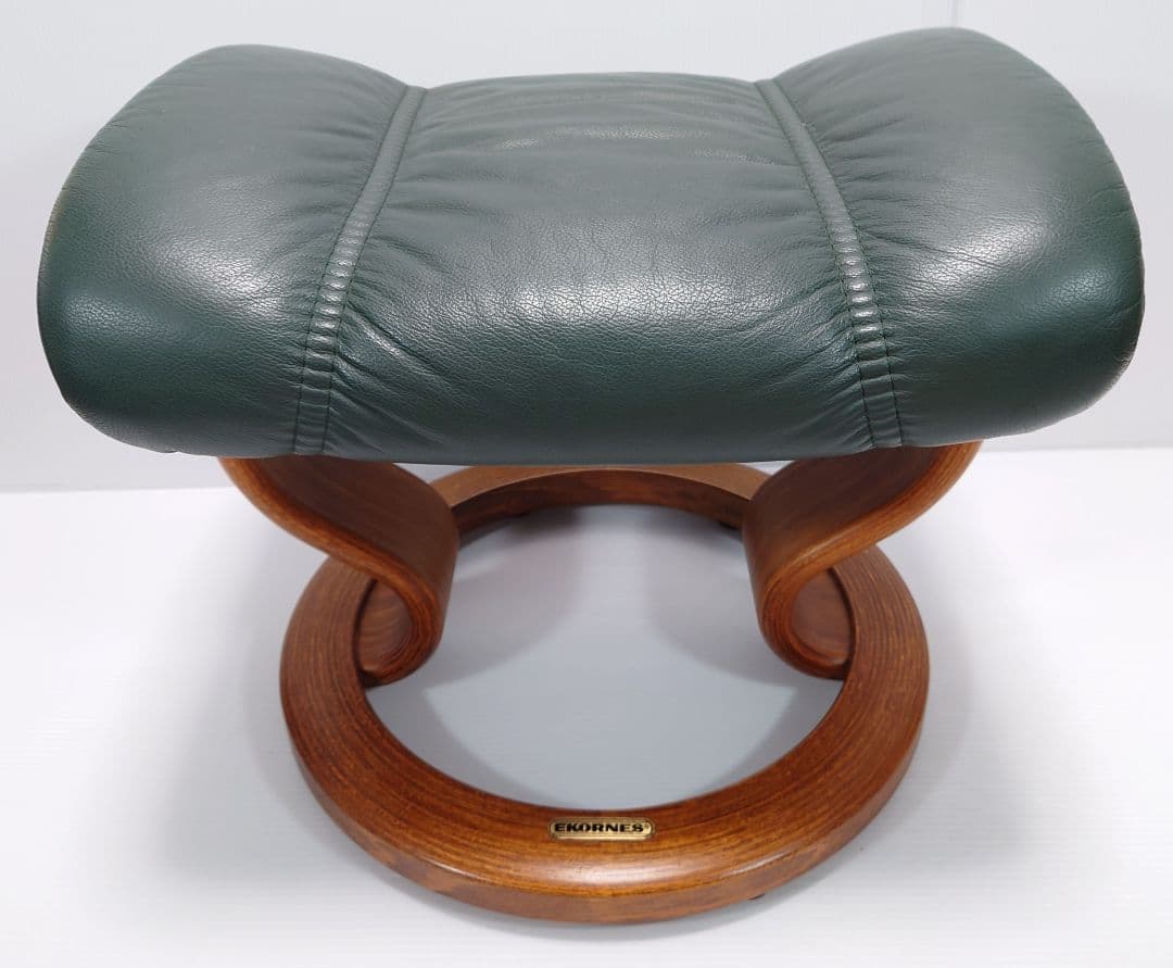 エコーネス(EKORNES)ストレスレス 本革 オットマン　グリーン【美品】