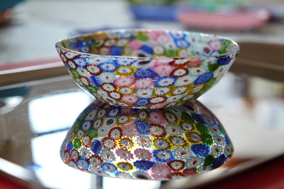 吹きガラス ミルフィオリ ムラーノガラス ヴェネチアングラス/小皿/江波冨士子