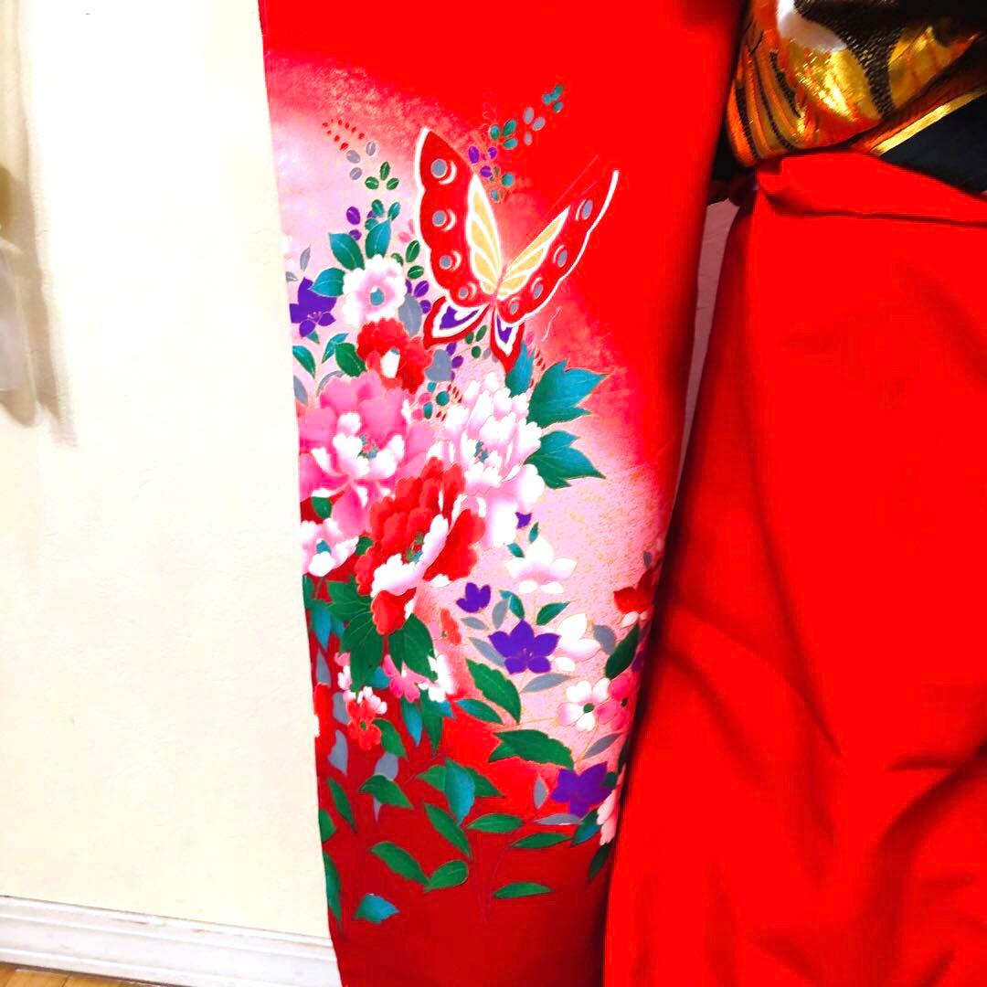 七五三七歳未使用着物‼️人気赤地暈し⭐︎手毬花々煌びやか際立つ⭐︎安心フルセット逸品