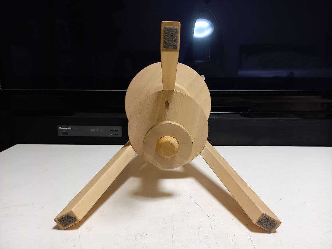 広松木工　スピンスツール　ミルクナチュラル　ウッド　チェック柄　クッション