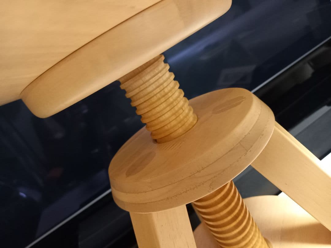 広松木工　スピンスツール　ミルクナチュラル　ウッド　チェック柄　クッション