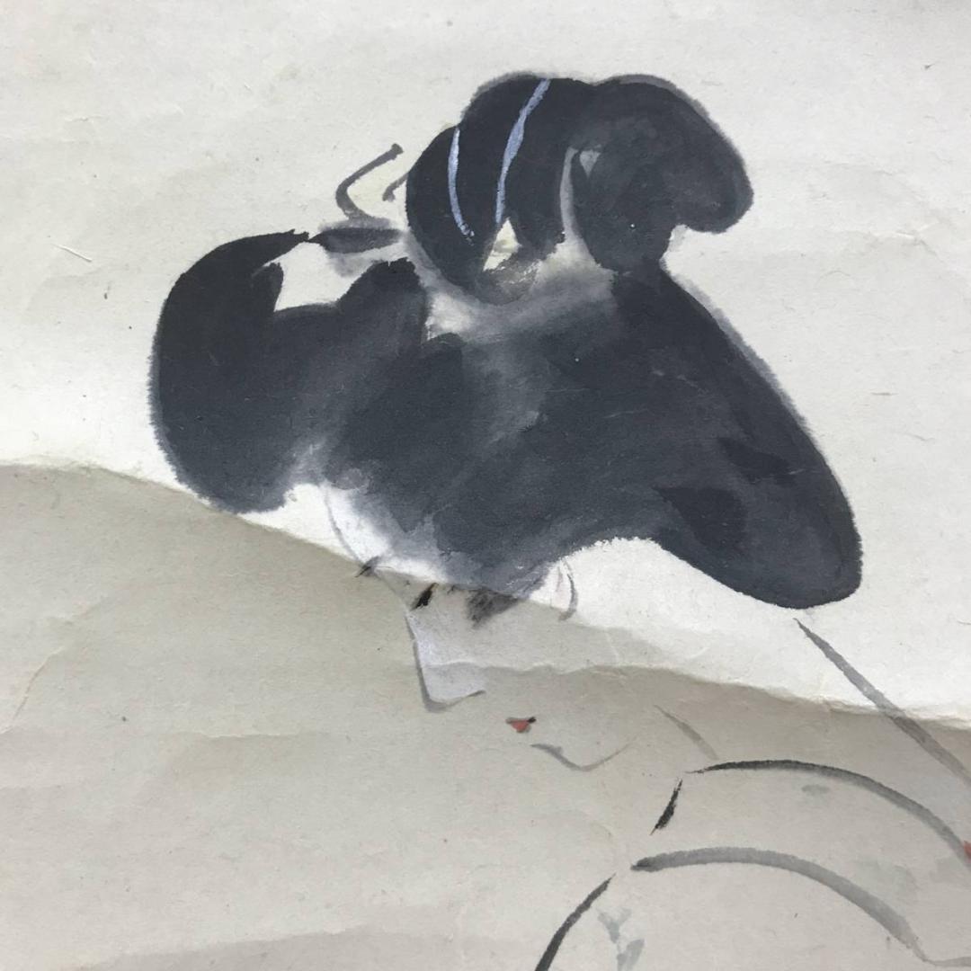 模写/伊東深水/美人画/夏の夕/掛軸/名家伝来AE-380