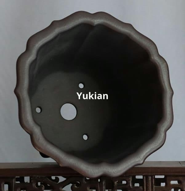 蓮華菱花三足高円盆 紫砂の鉢 盆栽鉢 植木鉢 小品盆栽鉢 大品盆栽鉢