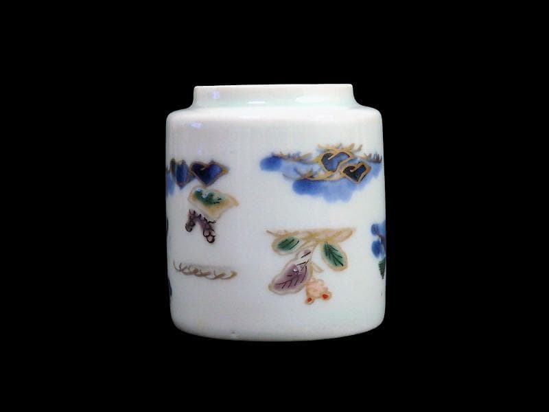 古伊万里　染錦　春駒の図　のぞき　猪口　A868AS-CYt