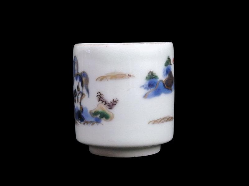 古伊万里　染錦　春駒の図　のぞき　猪口　A868AS-CYt