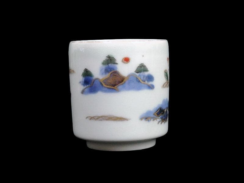 古伊万里　染錦　春駒の図　のぞき　猪口　A868AS-CYt