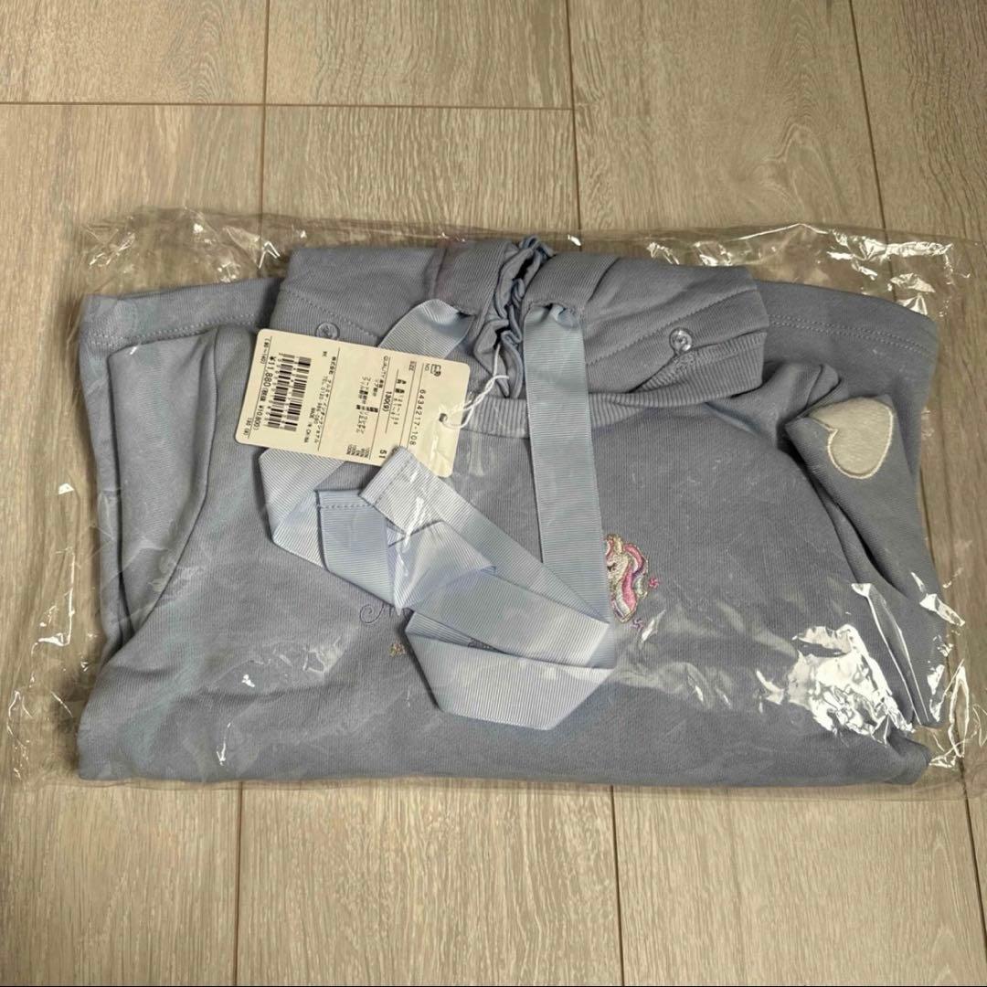 新品　メゾピアノ　裏毛 ハートアップリケユニコーン刺しゅうフリルパーカー