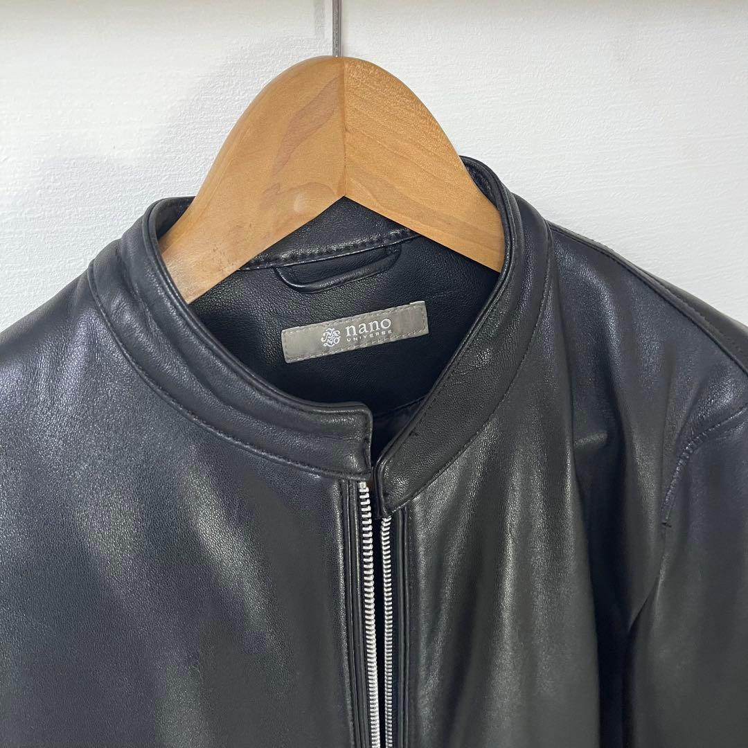 【美品】レザージャケット　シングル　ナノユニバース　サイズM