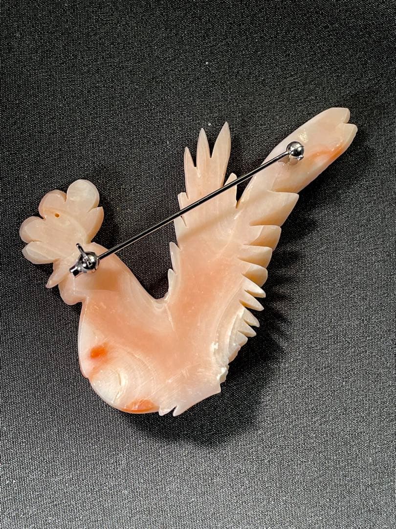 珊瑚/ブローチ/さんご/鳥彫刻/サンゴ Ｈー98