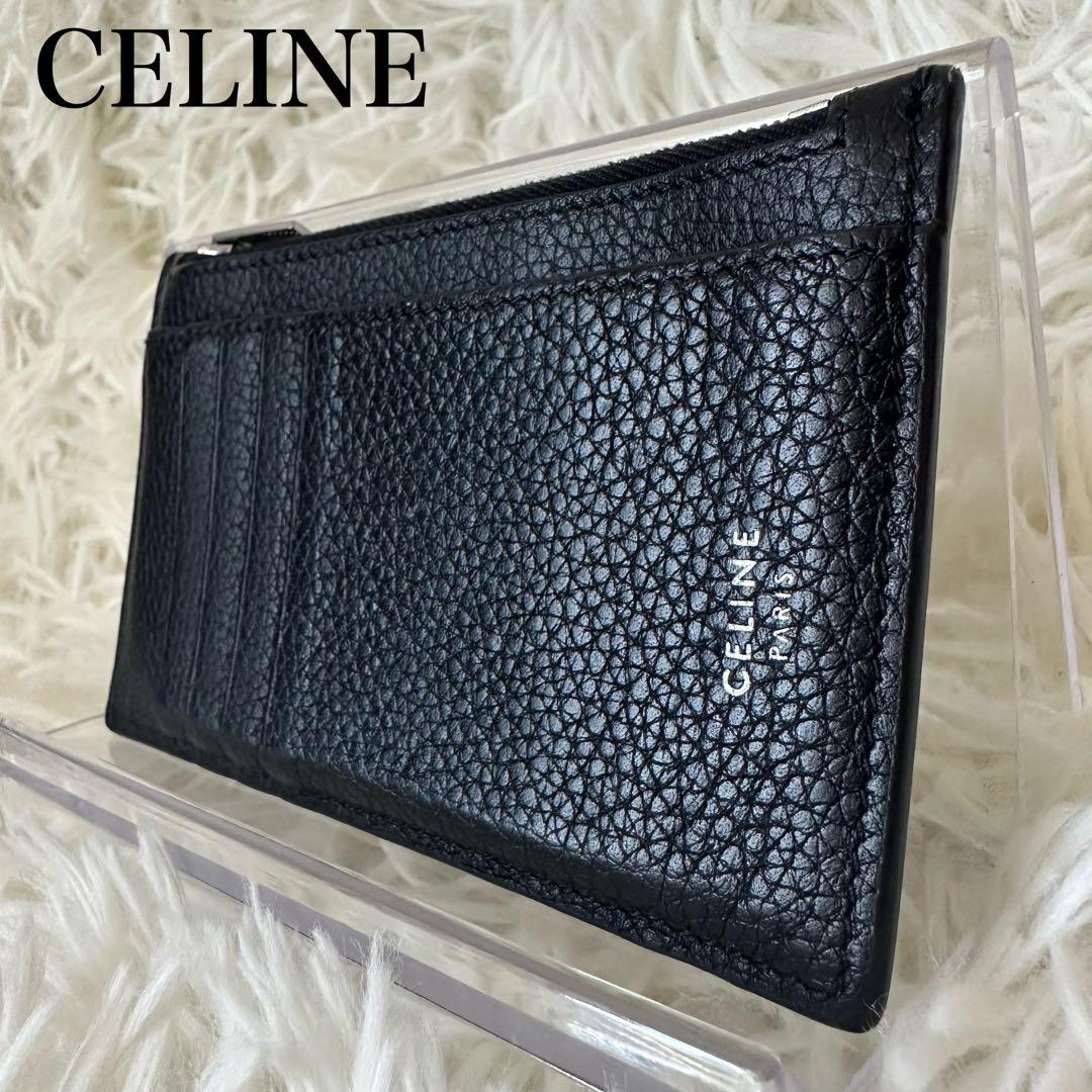 ✨️美品✨️ セリーヌ フラグメントケース シボ革 型押し レザー コンパクト 黒