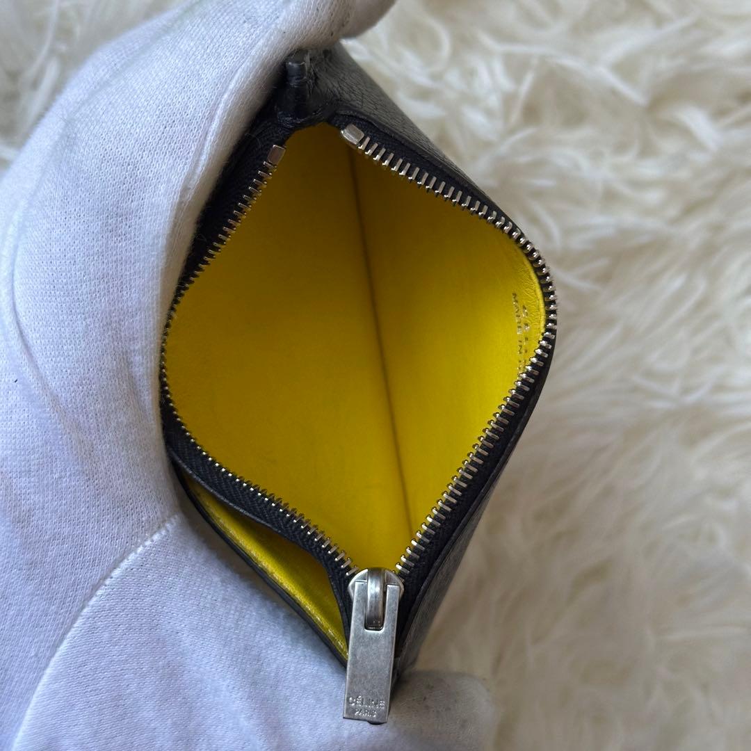 ✨️美品✨️ セリーヌ フラグメントケース シボ革 型押し レザー コンパクト 黒