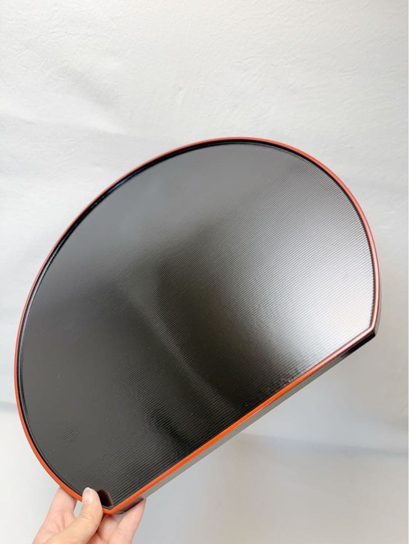 未使用 懐石道具 木製 尺3 半月両面膳 線筋 5客揃 会席膳 煎茶道具 紙箱