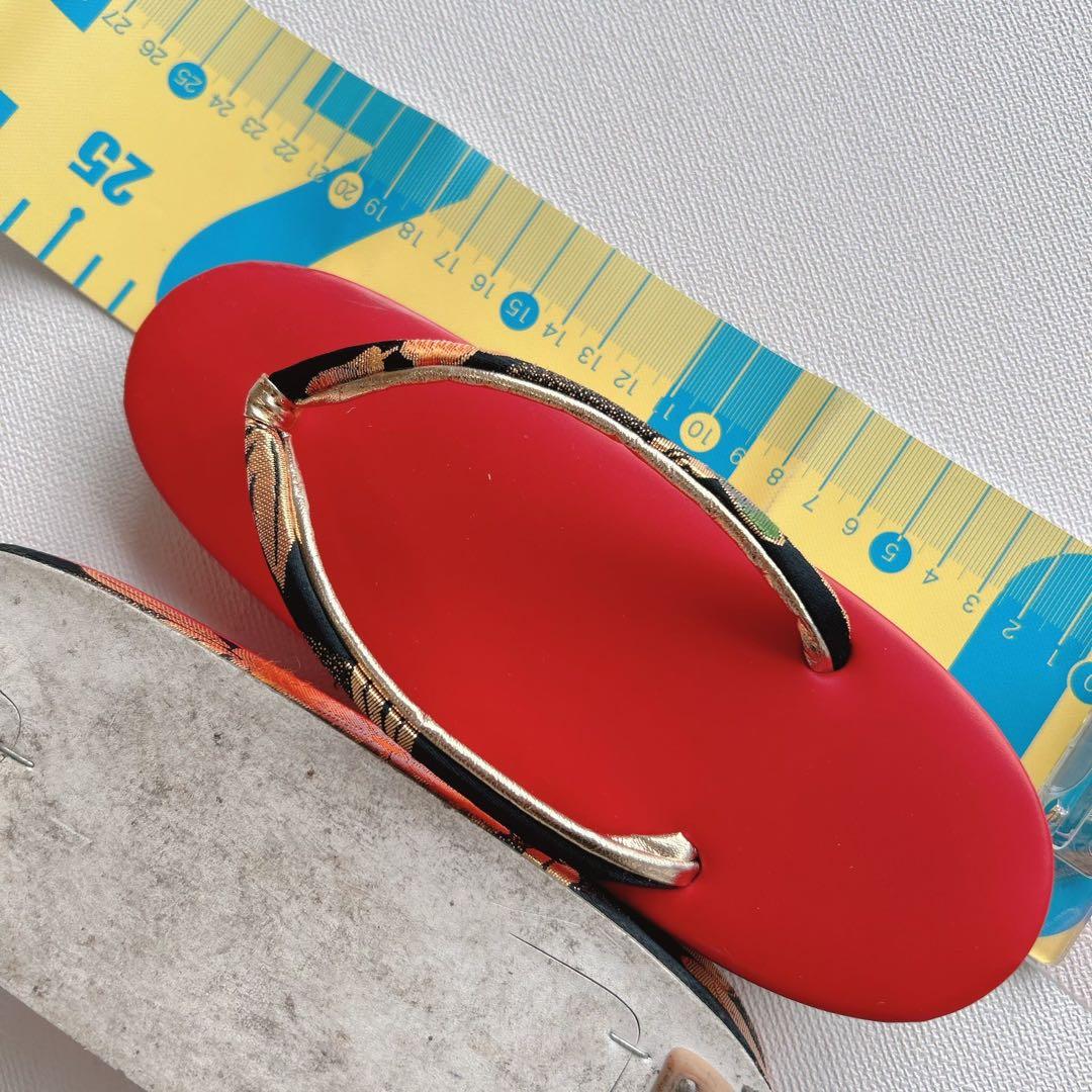 セット七五三 ７歳女の子 長着＆袖なし長襦袢＆帯＆小物　赤×黒　オシドリ　伊達衿