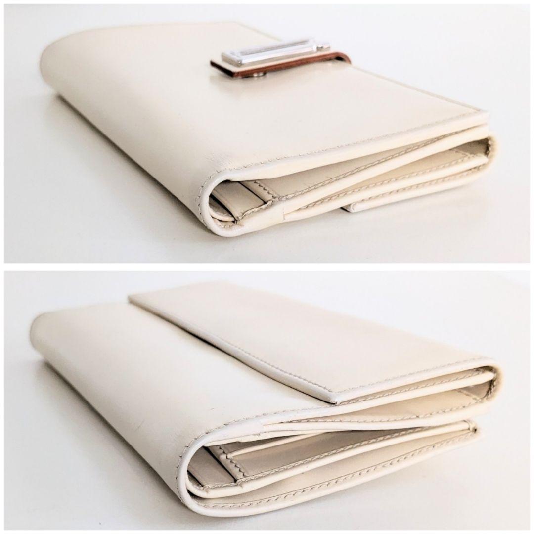 良品 フェラガモ ヴィンテージ レザー 財布 アイボリー 白 レディース メンズ