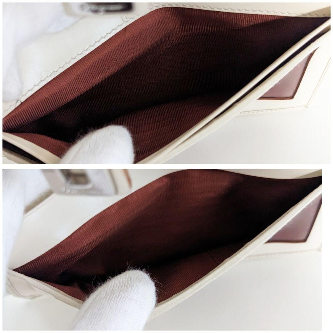 良品 フェラガモ ヴィンテージ レザー 財布 アイボリー 白 レディース メンズ