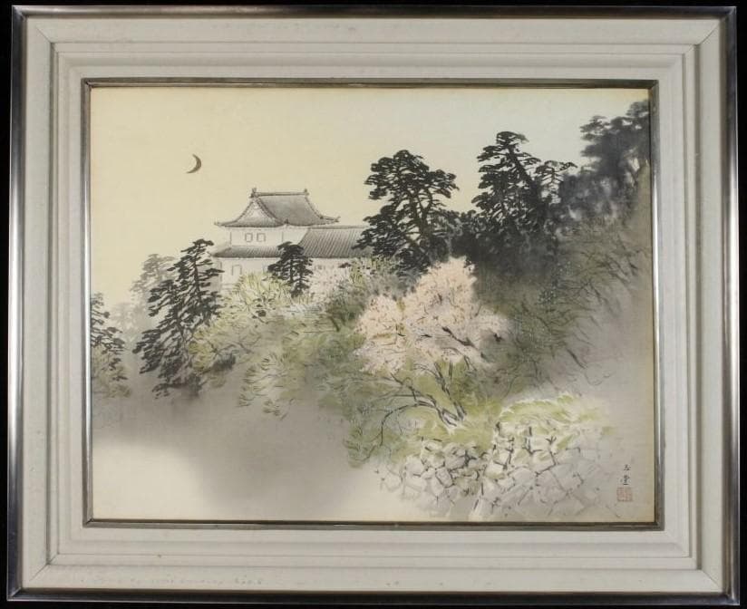 送料込 工藝画 印刷画 川合玉堂 古城図 額装 /横山大観 竹内栖鳳 伊藤深水