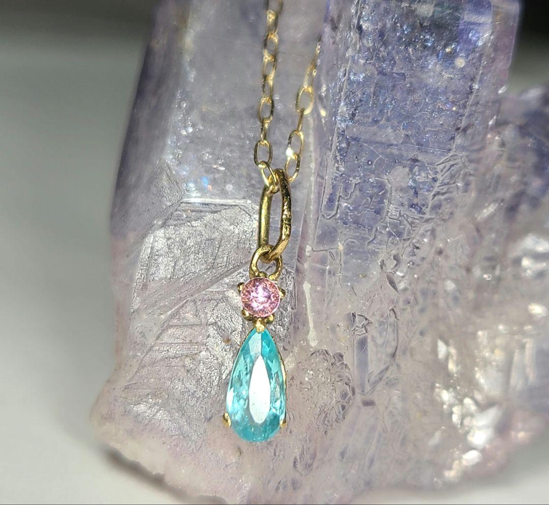 専用ページ★バターリャパライバトルマリン&パパラチペンダントトップ18金★