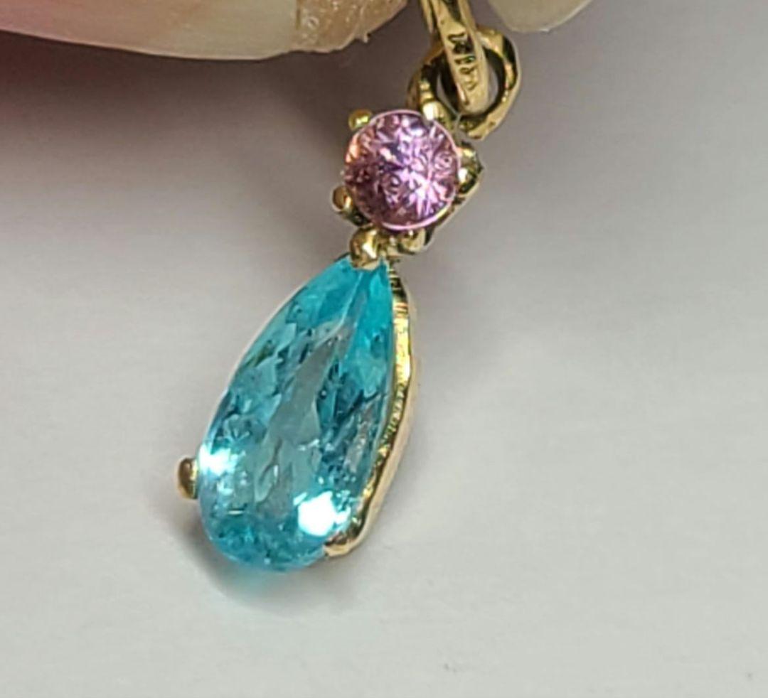 専用ページ★バターリャパライバトルマリン&パパラチペンダントトップ18金★