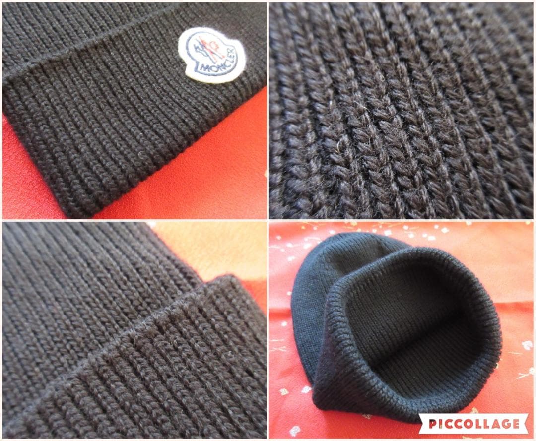 美品! MONCLER モンクレール ニット帽 ニットキャップ ビーニー 黒