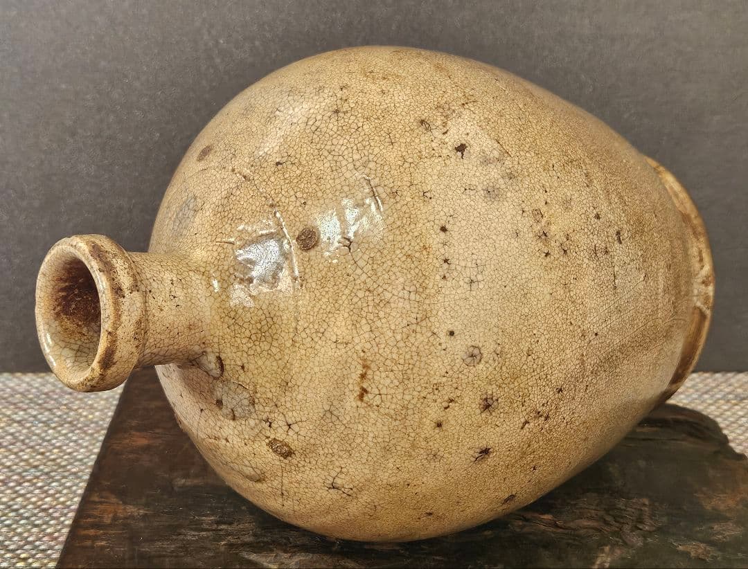 時代物❗　李朝古陶磁器系　中国古陶磁器系　肩口に目跡　雨漏り手　徳利　壺　花入