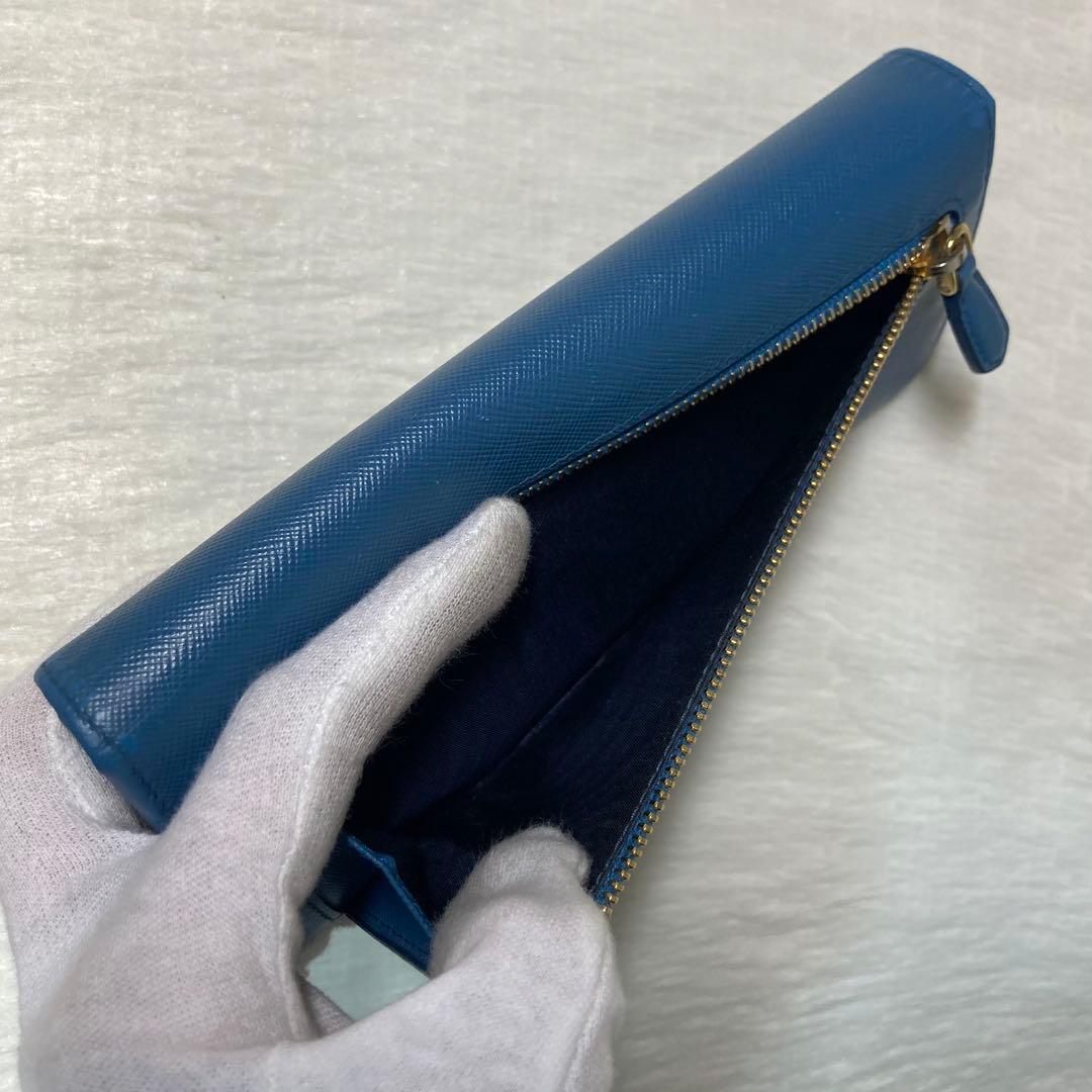PRADA プラダ　サフィアーノ　長財布　ロングウォレット　青　箱付き　人気