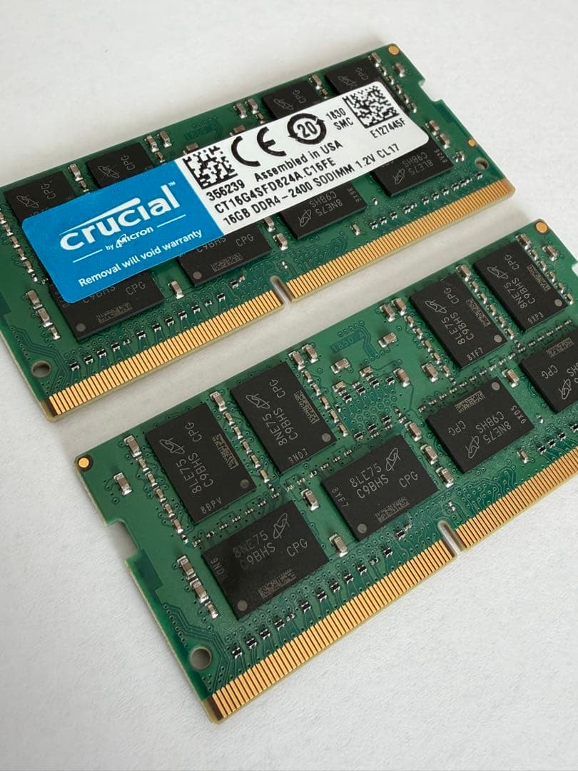 ddr4-2400 so-dimm 16gb 2枚　crucial