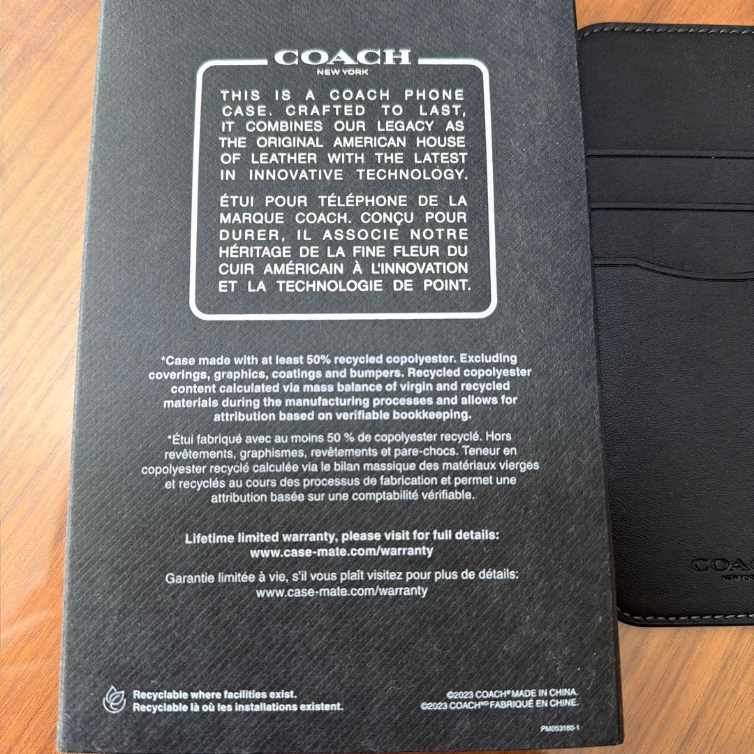 COACH iPhone 15 Pro Max 手帳型ケース ブラック