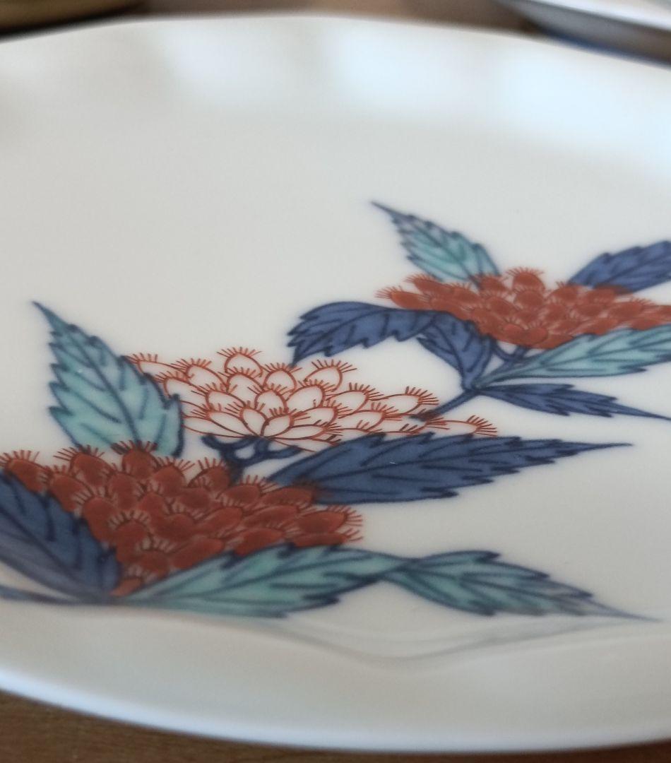 人間国宝 色鍋島 十三代今泉今右衛門作 錦藤袴絵銘々皿5枚　今泉今右衛門　銘々皿