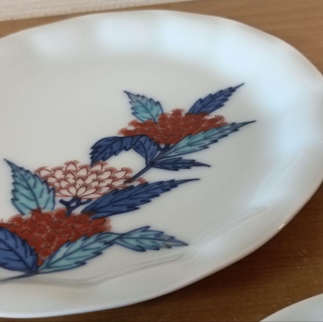 人間国宝 色鍋島 十三代今泉今右衛門作 錦藤袴絵銘々皿5枚　今泉今右衛門　銘々皿