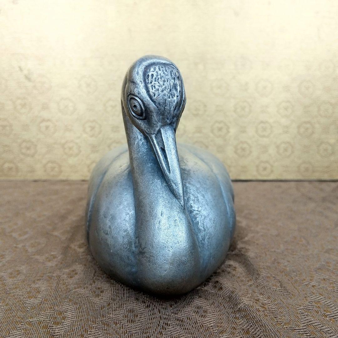 【お値下げしました！】巣籠る鶴　白銅製　中川清作　置物　共箱