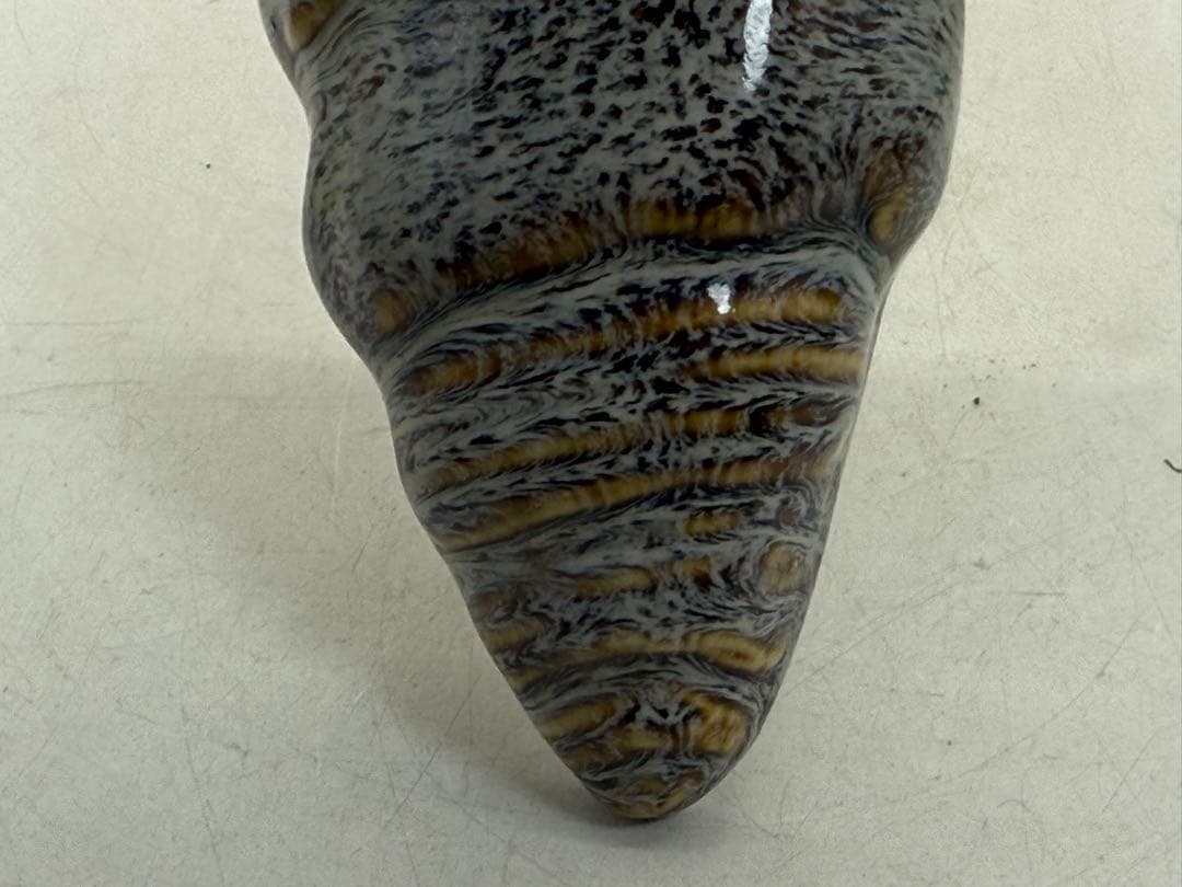 中国　鈞釉　螺に蟹　石湾窯花入　送料込み251114