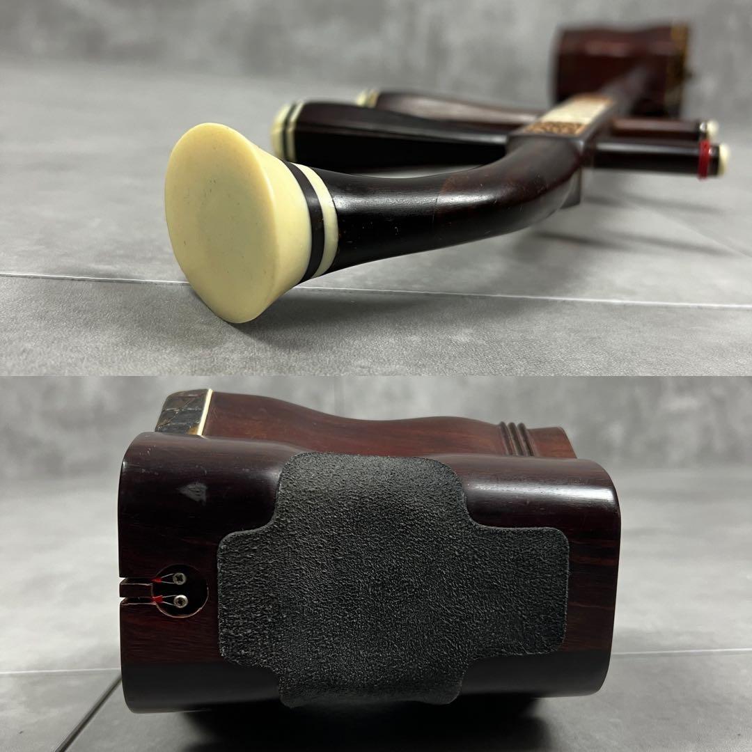 希少　科韻楽器　極品　蘇州二胡　柳城碧藍煙外染　べっ甲　彫刻絵　弓　レザーケース