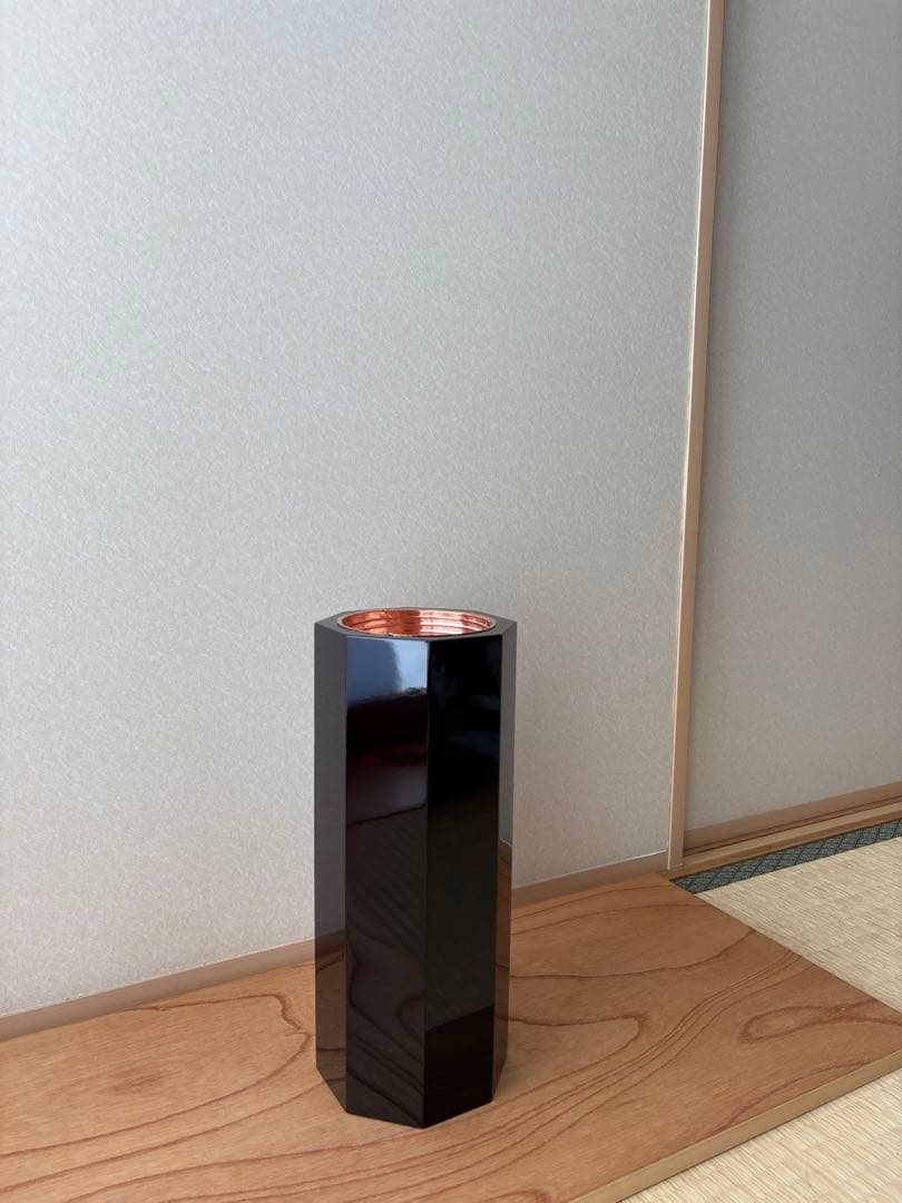 63【おまとめ買い可】華道　八角塗寸胴　華道具　寸どう　生け花　花器　花入れ