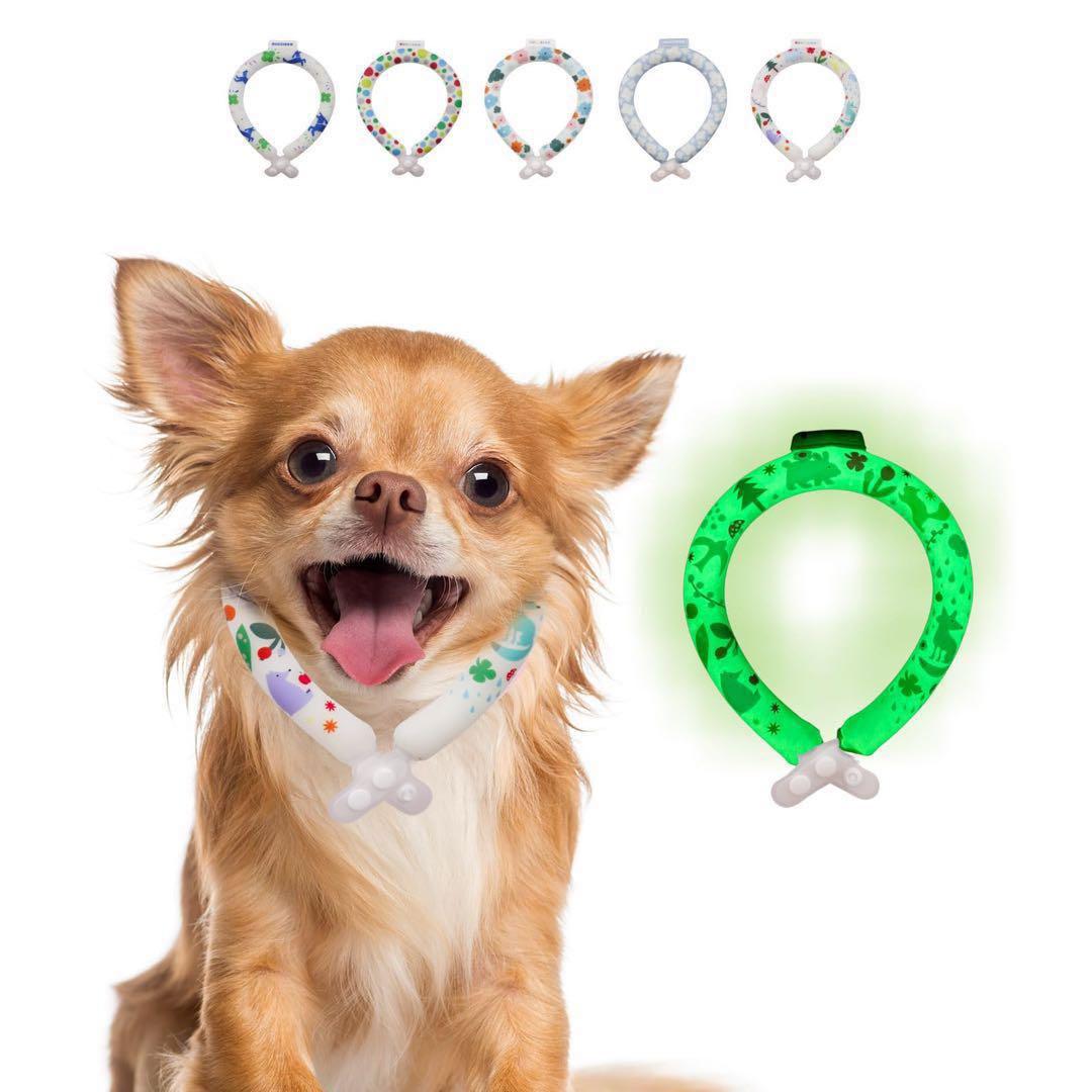 クールリング 犬 ネッククーラー 夜光効果 ボタン付き 冷感 クールネック S