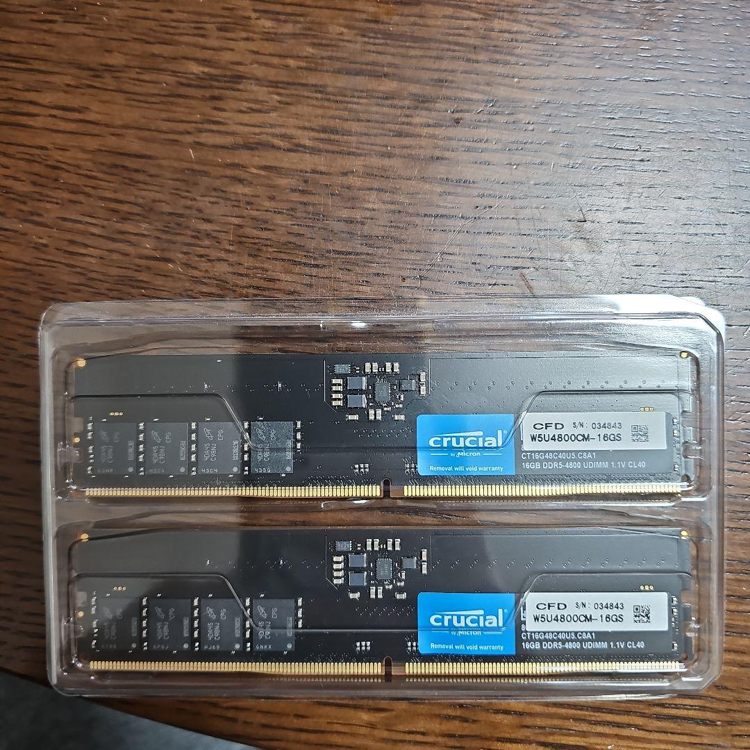 Crucial DDR5 W5U4800CM-32GS (16GB×2) 未使用
