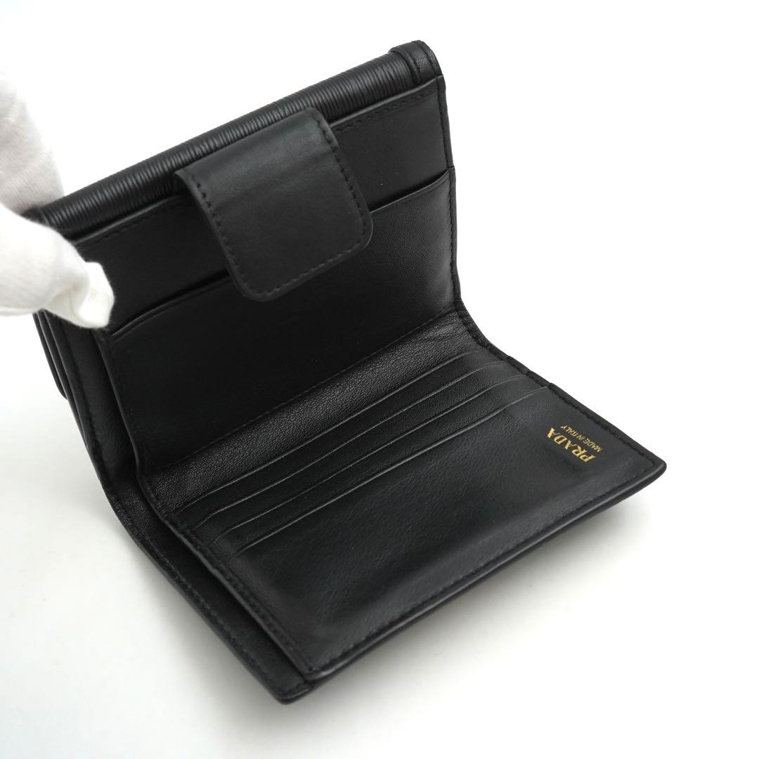 ✨未使用展示品・箱付き✨　PRADA ミニ財布　ヴィッテロムーブ　リボン　黒色