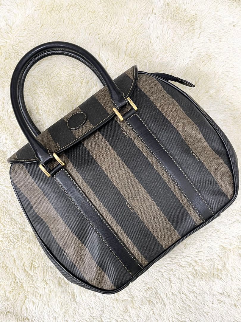 美品 フェンディ ペカン ヴィンテージハンドバッグ PVCレザー