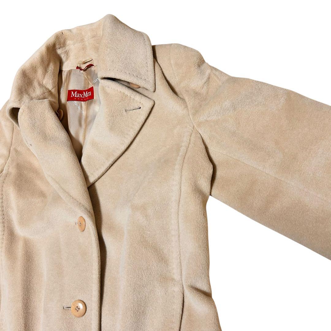マックスマーラステュディオ ミドル丈コート アンゴラ ウール【L】ベージュ