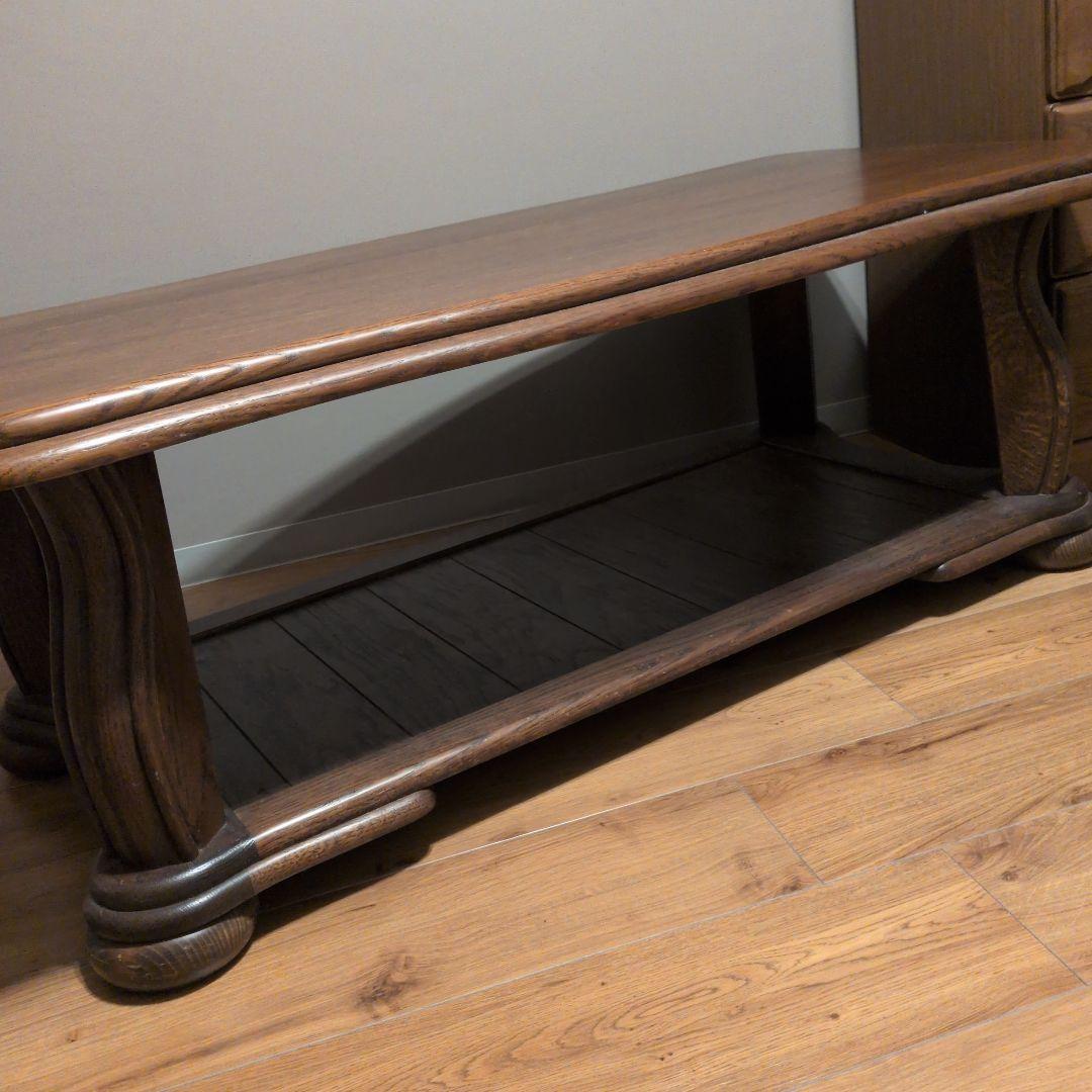 木製リビングテーブル 曲線デザイン ダークブラウン オランダ製