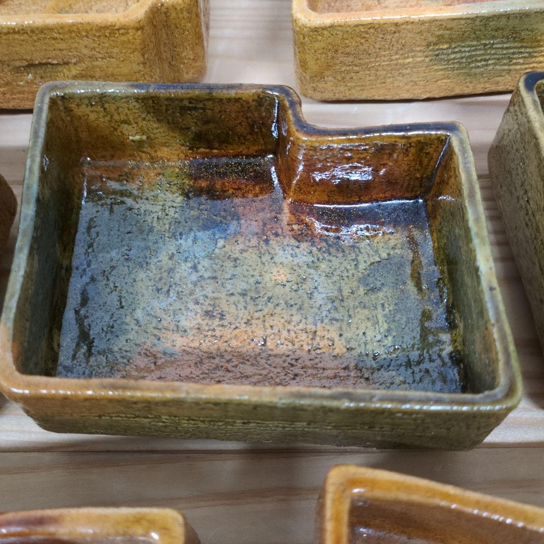 ９代大樋長左衛門　飴釉変形向付１０客揃え