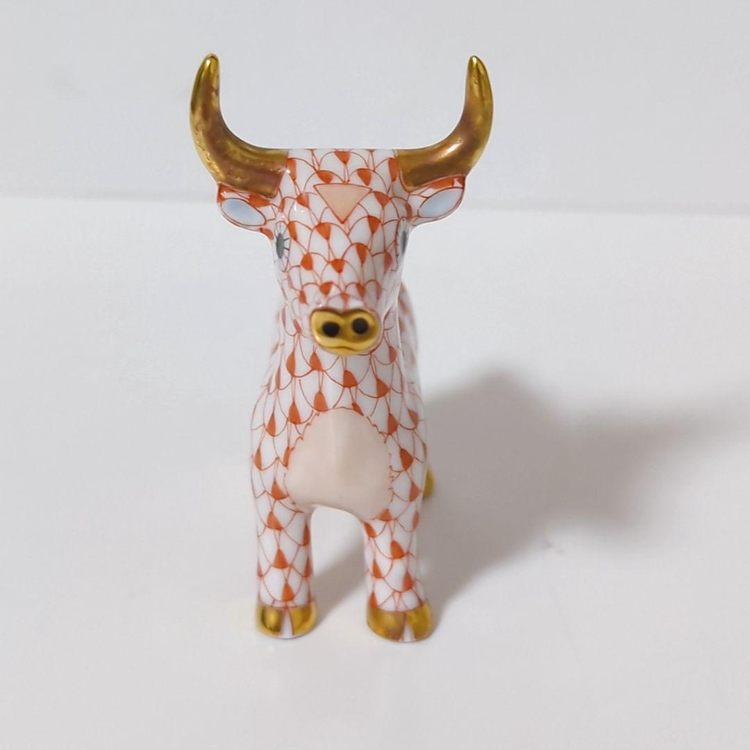 HEREND ヘレンド フィギュリン 置物 干支 牛 丑 ウシ 赤