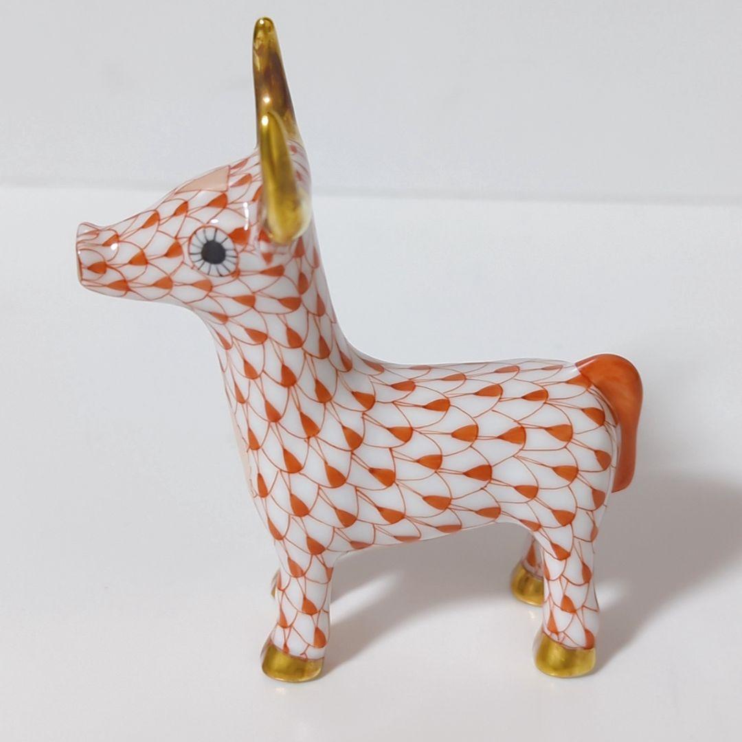 HEREND ヘレンド フィギュリン 置物 干支 牛 丑 ウシ 赤