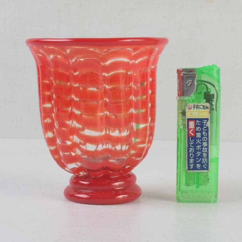 ガラス工芸　岩田久利作　ガラス飾壷　共箱　V　9589