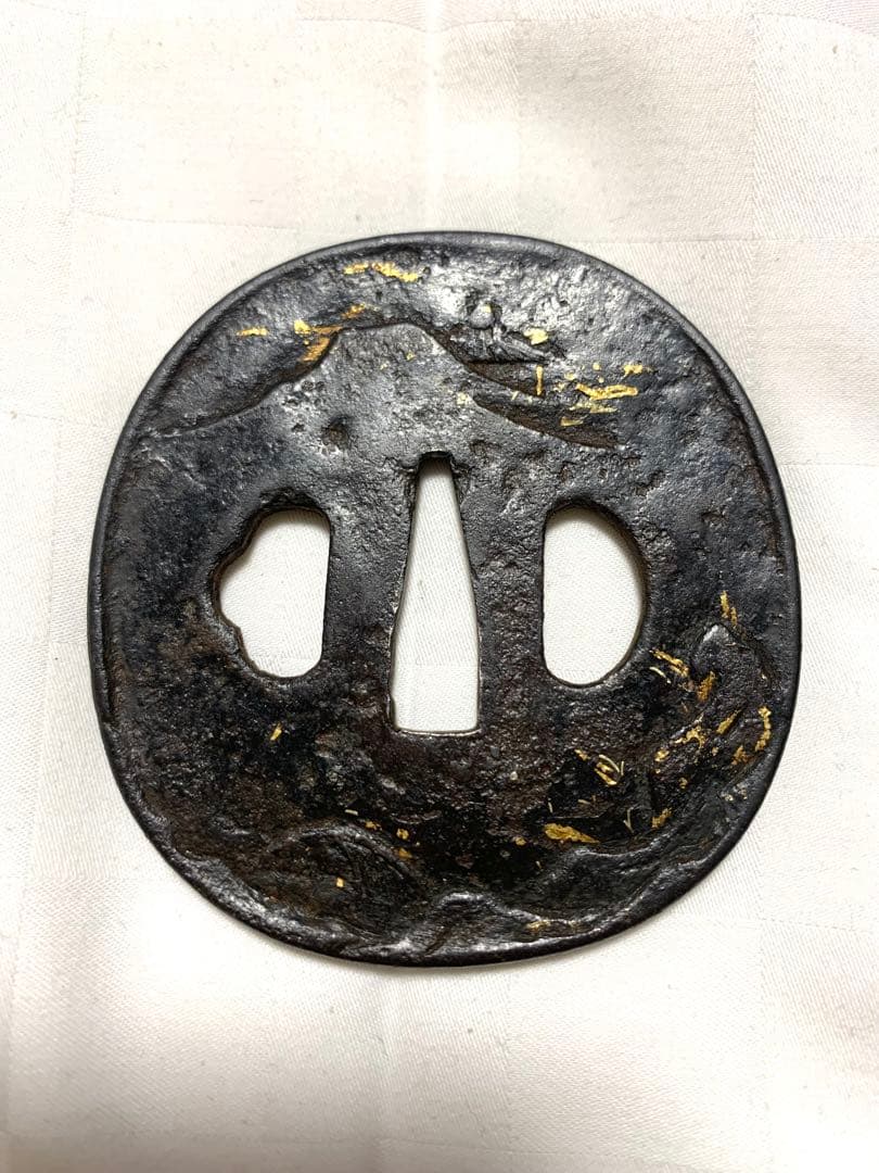 山と植物の金装飾 鍔(つば)