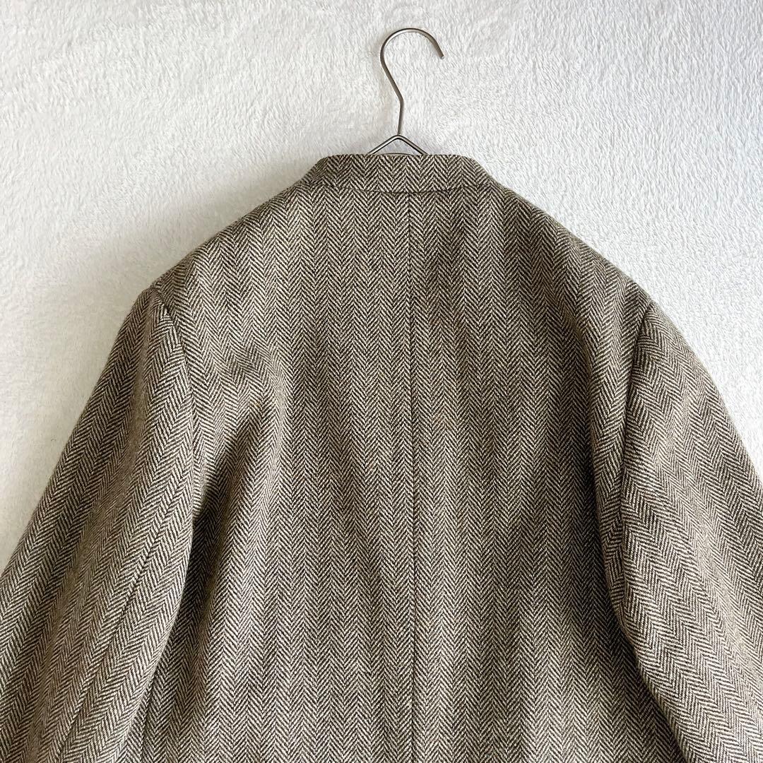 極美品☆RIAM PLAGE ヘリンボーン ノーカラージャケット ダブルブレスト
