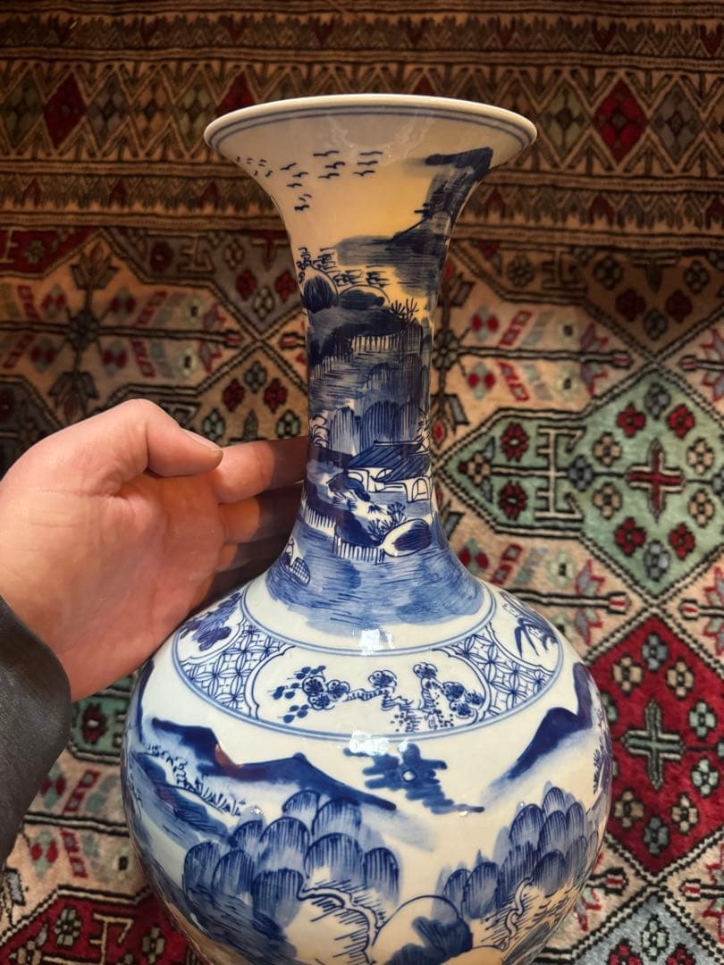 ‼️最後の値段‼️リサイクルFORT‼️大清康熙年製の染付花瓶‼️